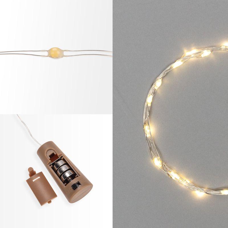 Гирлянда светодиодная Роса 2м 20LED тепл. бел. 0.1Вт IP20 с пробкой элементы питания 3хLR44 (в компл.) Neon-Night 302-026