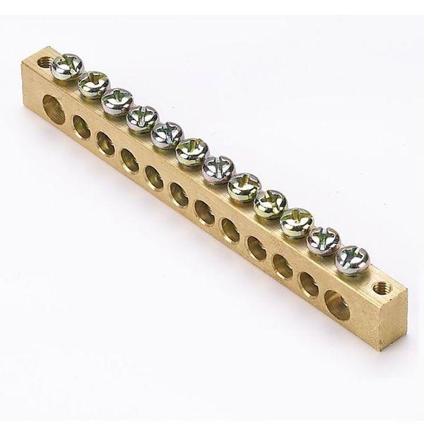 Шина PEN ноль-земля 8х12 12 отвер. латунь крепеж по краям PROxima EKF sn0-125-12-k