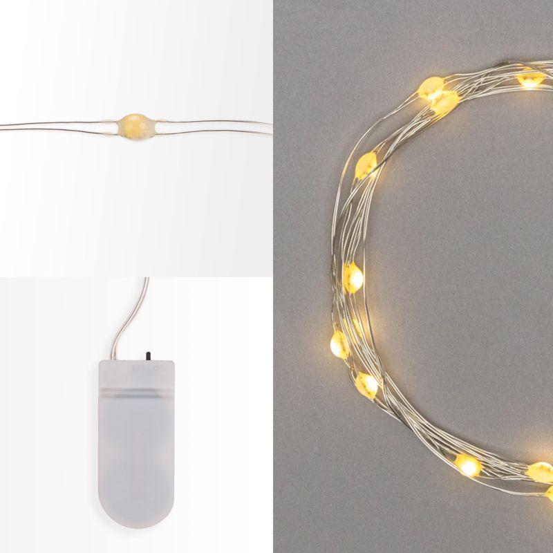 Гирлянда светодиодная Роса с крупными каплями 2м 20LED тепл. бел. 0.1Вт IP20 элементы питания 2хCR2032 (в компл.) Neon-Night 302-006