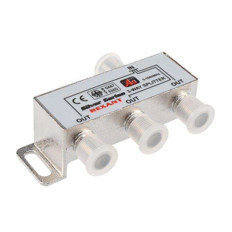 Делитель ТВ краб х3+4шт.F BOX 5-1000 МГц Silver Rexant 05-6102