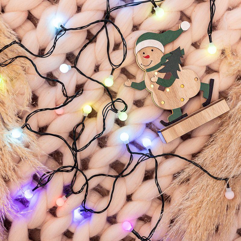 Гирлянда светодиодная Шарики 5м d15мм 30LED RGB 3.6Вт 220-240В IP20 провод ПВХ темн. зел. Neon-Night 303-539