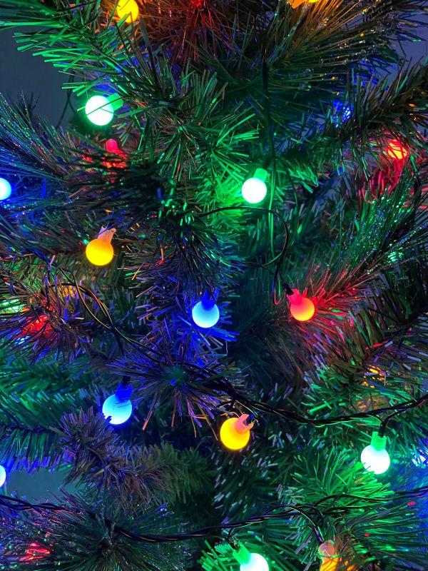 Гирлянда светодиодная Нить Шарики d15мм 5м 50LED 220В IP20 мультиколор ЭРА Б0047967