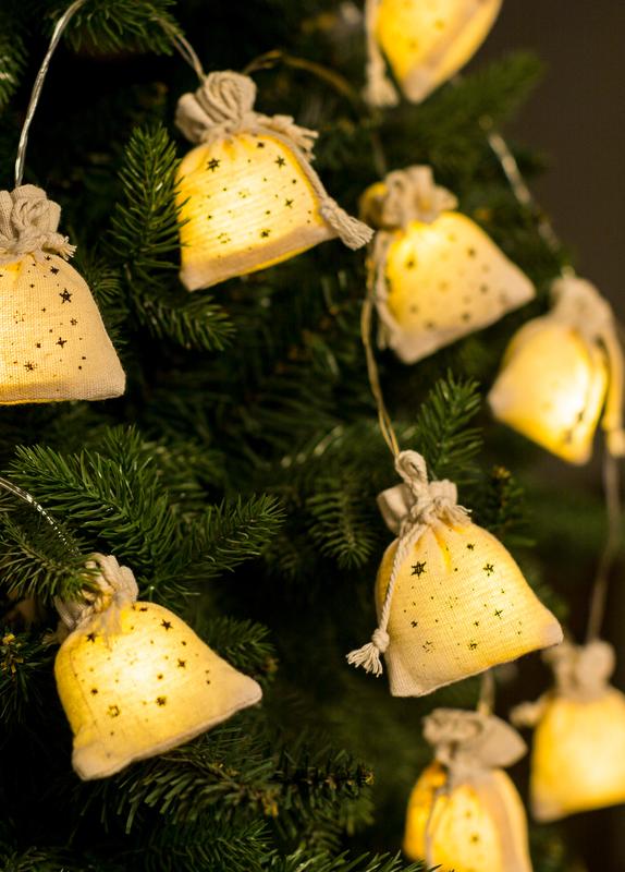 Гирлянда светодиодная Подарки 6х4х7см 10LED ткань тепл. бел. 1.8+0.3м КОСМОС KOC_GIR-B118