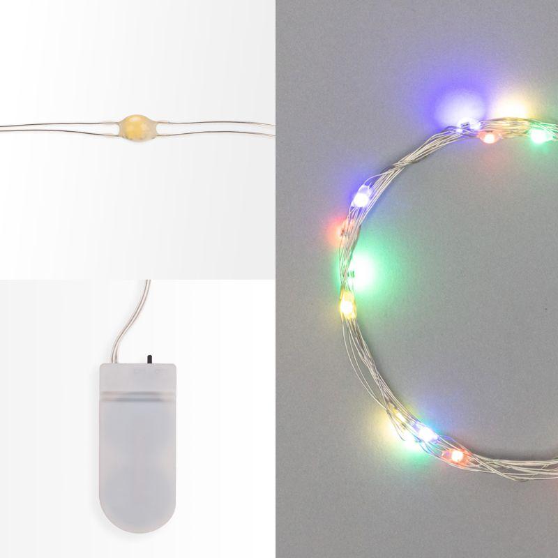 Гирлянда светодиодная Роса 2м 20LED мультиколор 0.1Вт IP20 тонкий батарейный блок элементы питания 2хCR2032 (в компл.) Neon-Night 303-009-1