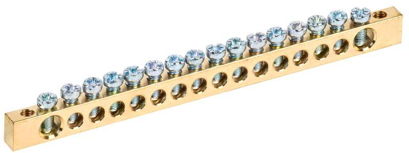 Шина PEN земля-ноль 6х9мм 16/2 (16групп/крепеж по краям) IEK YNN11-16-100