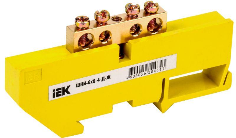 Шина PE земля на DIN-изол. ШНИ-6х9-4-Д-Ж IEK YNN10-69-4D-K05