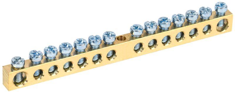 Шина PEN земля-ноль 6х9мм 14/1 (14групп/крепеж по центру) IEK YNN10-14-100