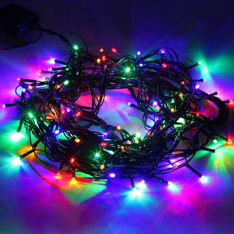 Гирлянда светодиодная Нить 10м 100LED 8 режимов зел. пр. 220В IP20 мультиколор ЭРА Б0041893
