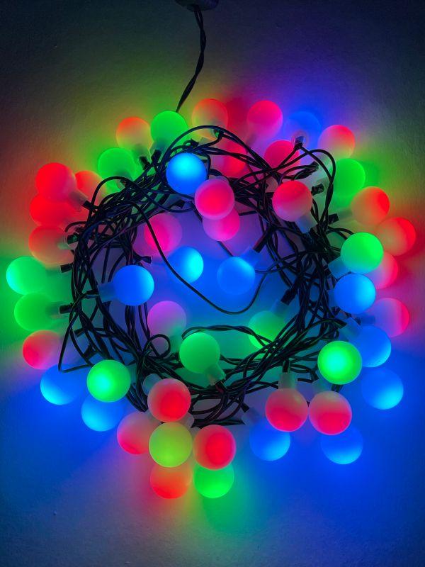 Гирлянда светодиодная Нить Шарики d18мм 5м 50LED 220В IP20 мультиколор ЭРА Б0047968