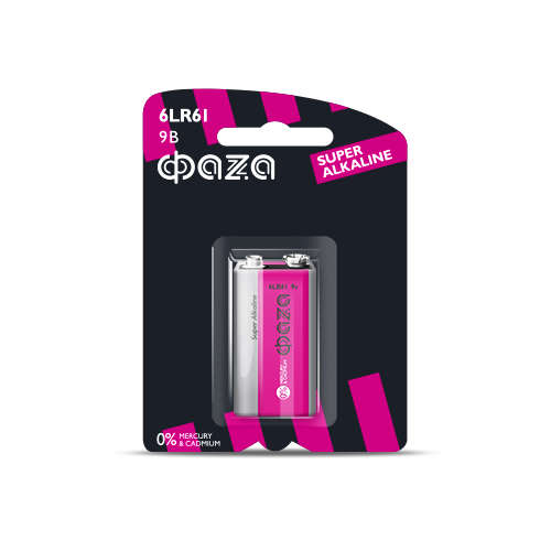 Элемент питания алкалиновый крона 6LR61 9В Super Alkaline BL-1 ФАZА 2858412