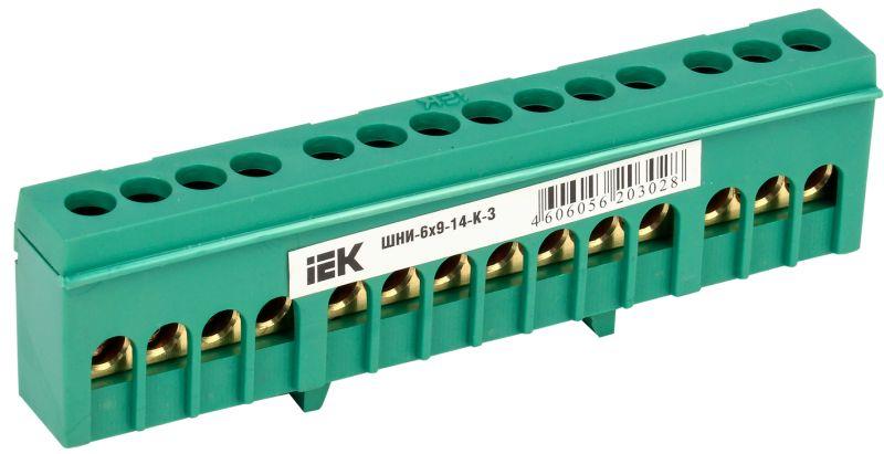 Шина PE земля в корп. изоляции на DIN-рейку ШНИ-6х9-14-К-З IEK YNN10-69-14KD-K06
