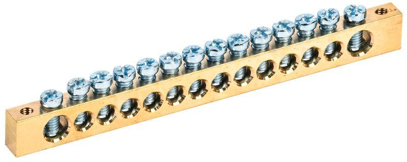 Шина PEN земля-ноль 8х12мм 14/2 (14групп/крепеж по краям) IEK YNN21-14-100