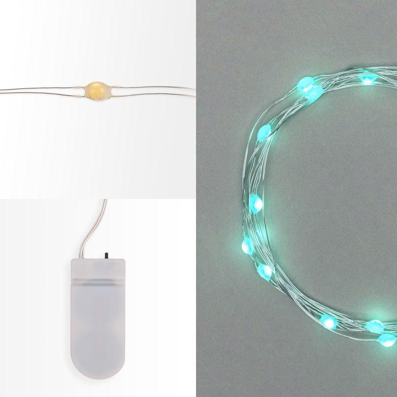 Гирлянда светодиодная Роса 2м 20LED бирюз. 2Вт 4.5В IP20 провод прозр. Neon-Night 303-004