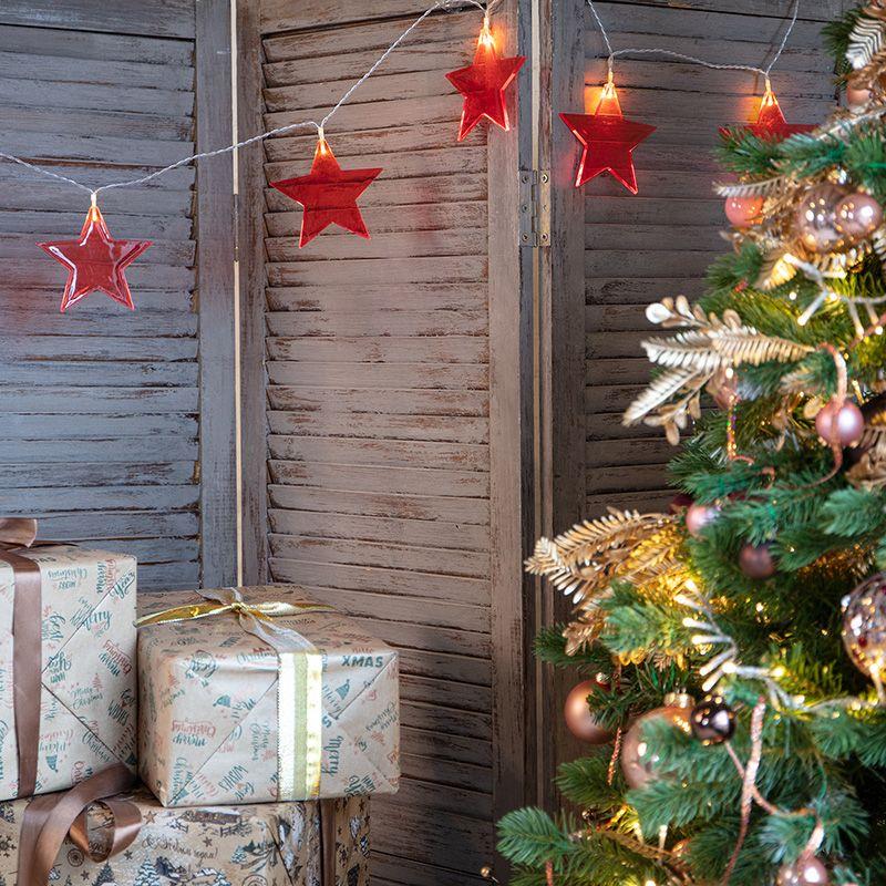 Гирлянда светодиодная Звездопад 2.25м 10LED красн. тепл. бел. 0.1Вт IP20 провод ПВХ прозр. элементы питания 2хAA (не в компл.) Neon-Night 304-002