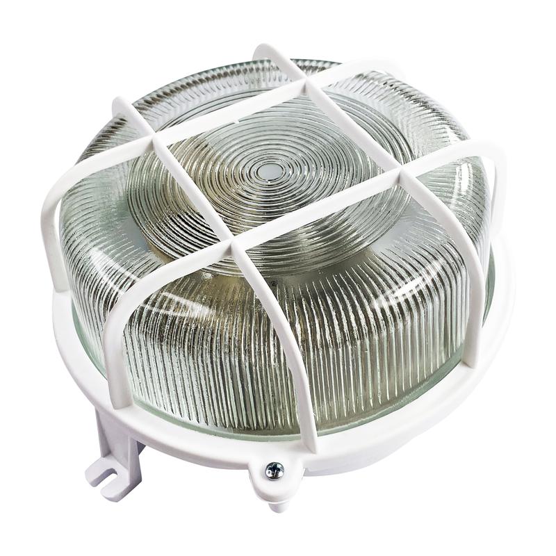 Светильник НПП 03-100-007 Креа круг 1х100Вт E27 IP44 корпус с решеткой бел. Элетех 1005500877