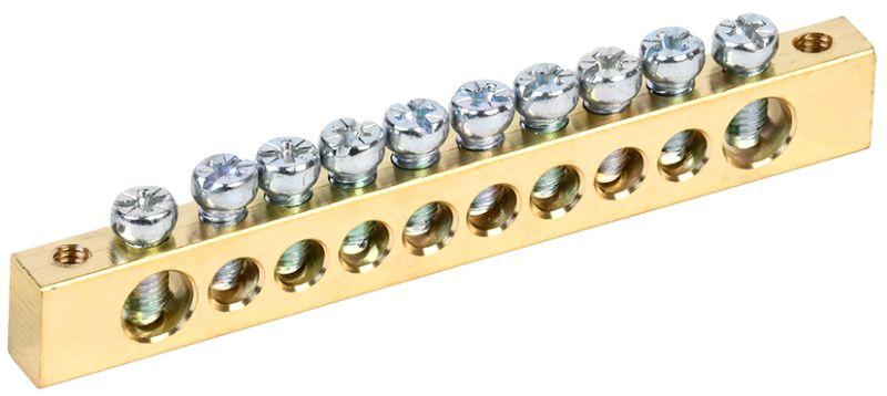 Шина PEN земля-ноль 8х12мм 10/2 (10групп/крепеж по краям) IEK YNN21-10-100