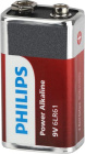 Элемент питания алкалиновый крона 6LR61 9В Power (блист. 1шт) Philips Б0062717