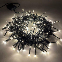 Гирлянда светодиодная Нить Мишура 2м 200LED 220В IP20 зел. провод тепл. свет ЭРА Б0047970