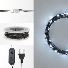 Гирлянда Роса 20м 200LED бел. IP20 230В с контроллером провод зел. Neon-Night 303-265