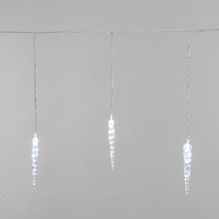 Гирлянда светодиодная Айсикл (бахрома) Сосульки 1.5х0.25м 10LED бел. 0.51Вт IP20 провод прозр. Neon-Night 303-068