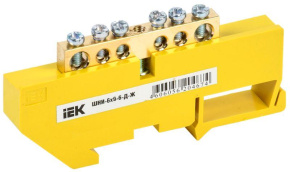Шина PE земля на DIN-изоляторе ШНИ-6х9-6-Д-Ж IEK YNN10-69-6D-K05