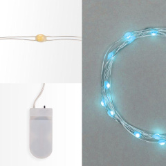 Гирлянда светодиодная Роса 2м 20LED голуб. 2Вт 4.5В IP20 провод прозр. элементы питания 2хCR2032 (в компл.) Neon-Night 303-003