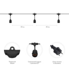 Гирлянда светодиодная Лофт 20 матов. ламп х 5LED 60Вт IP44 уличная влагостойкая провод каучук черн. Neon-Night 331-356