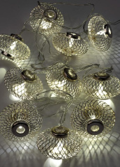 Гирлянда светодиодная Фонарики хром 5х3см 10LED тепл. бел. 1.8+0.3м КОСМОС KOC_GIR-B120
