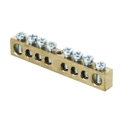 Шина PEN ноль-земля 6х9 8 отвер. латунь крепеж по центру PROxima EKF sn0-63-08