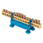 Шина нулевая N 6х9 14 отверстий синий изолятор тип Стойка на DIN-рейку латунь розн. стикер PROxima EKF sn0-63-14-sb-r