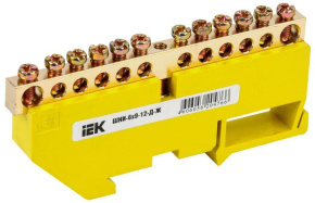 Шина PE земля на DIN-изоляторе ШНИ-6х9-12-Д-Ж IEK YNN10-69-12D-K05